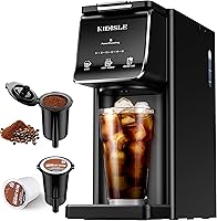 KIDISLE Single Serve Coffee Maker for K-Cups & Grounds: Hot/Iced Brewing, 6-16oz Sizes, 40oz Tank, Black