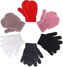 SATINIOR 6 Pairs Kids Toddler Knitted Gloves Winter Warm Stretchy Mittens Soft Lightweight Mittens for Boys and Girls
