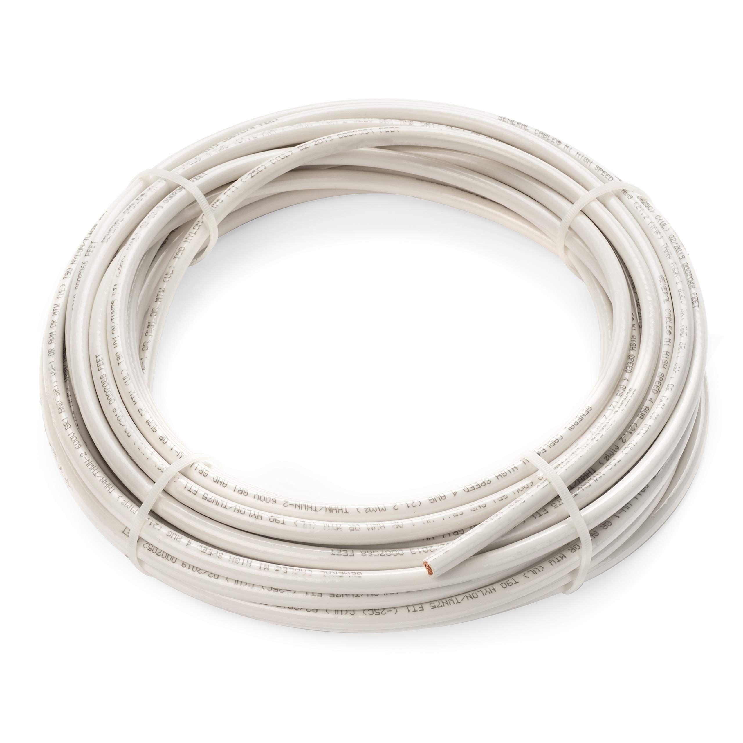4 AWG Stranded THHN White Wire - 100 Feet - 600 Volt 90C