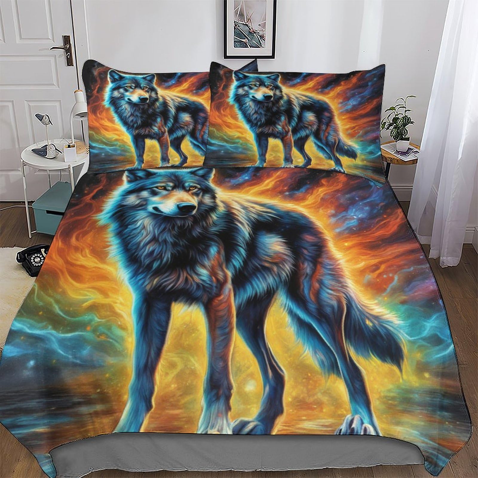 Parure de lit loup 3D avec housse de couette 200x200 hypoallergénique