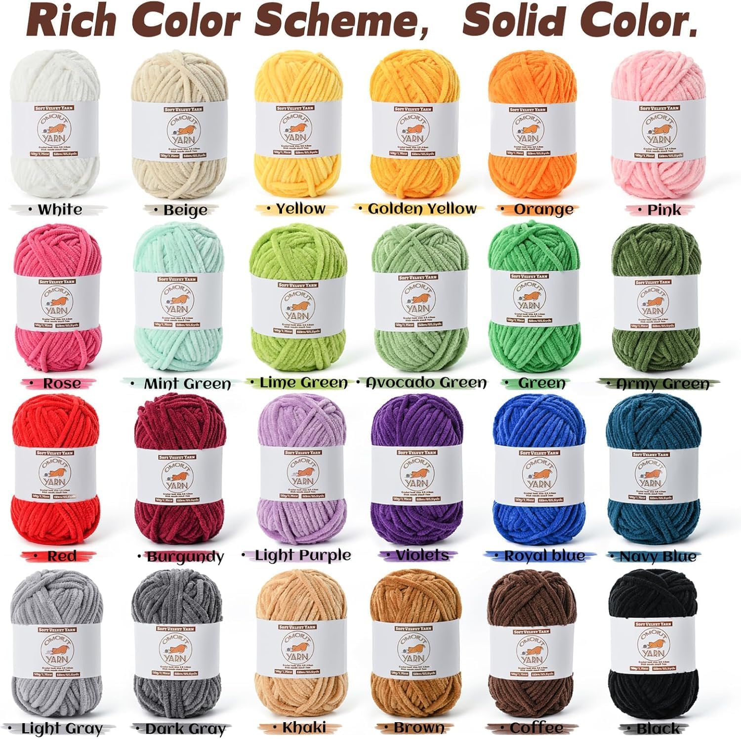 2 Pack Orange Fluffy Velvet Yarn for Crocheting, Chunky Chenille Baby Blanket Yarn for Crochet, Soft Fuzzy Puzzle Yarn for Knitting, (50g/1.77oz Each) Bulky Thick Amigurumi Crochet Yarns