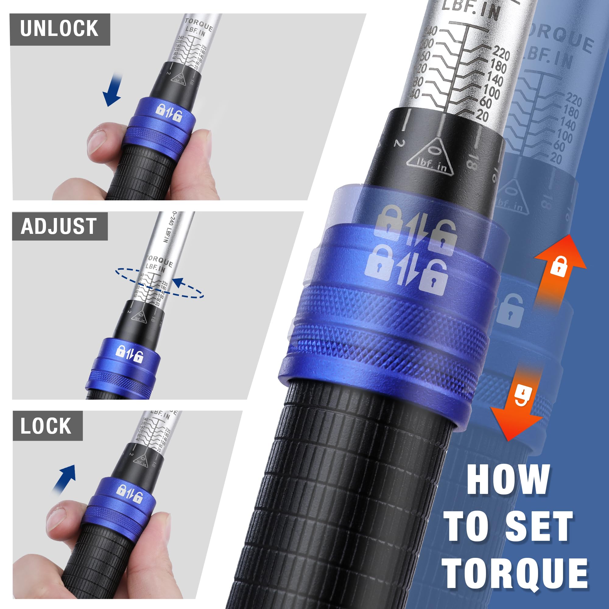 Amazon | WORKPRO 1/4インチドライブクリックトルクレンチセット、20