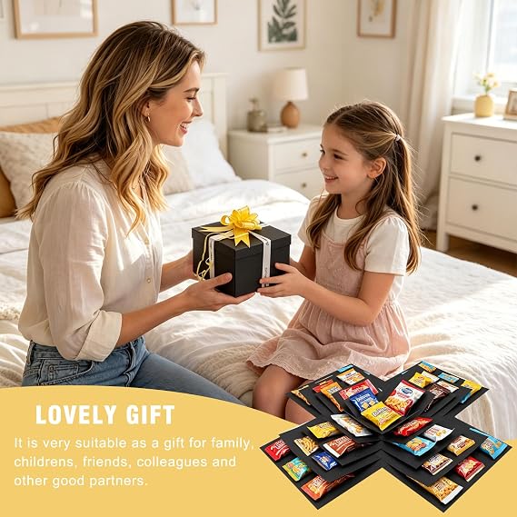 LIUCONGBD 2PCS Creative Explosion Gift Box, 5 Layer with Ribbon and Tape