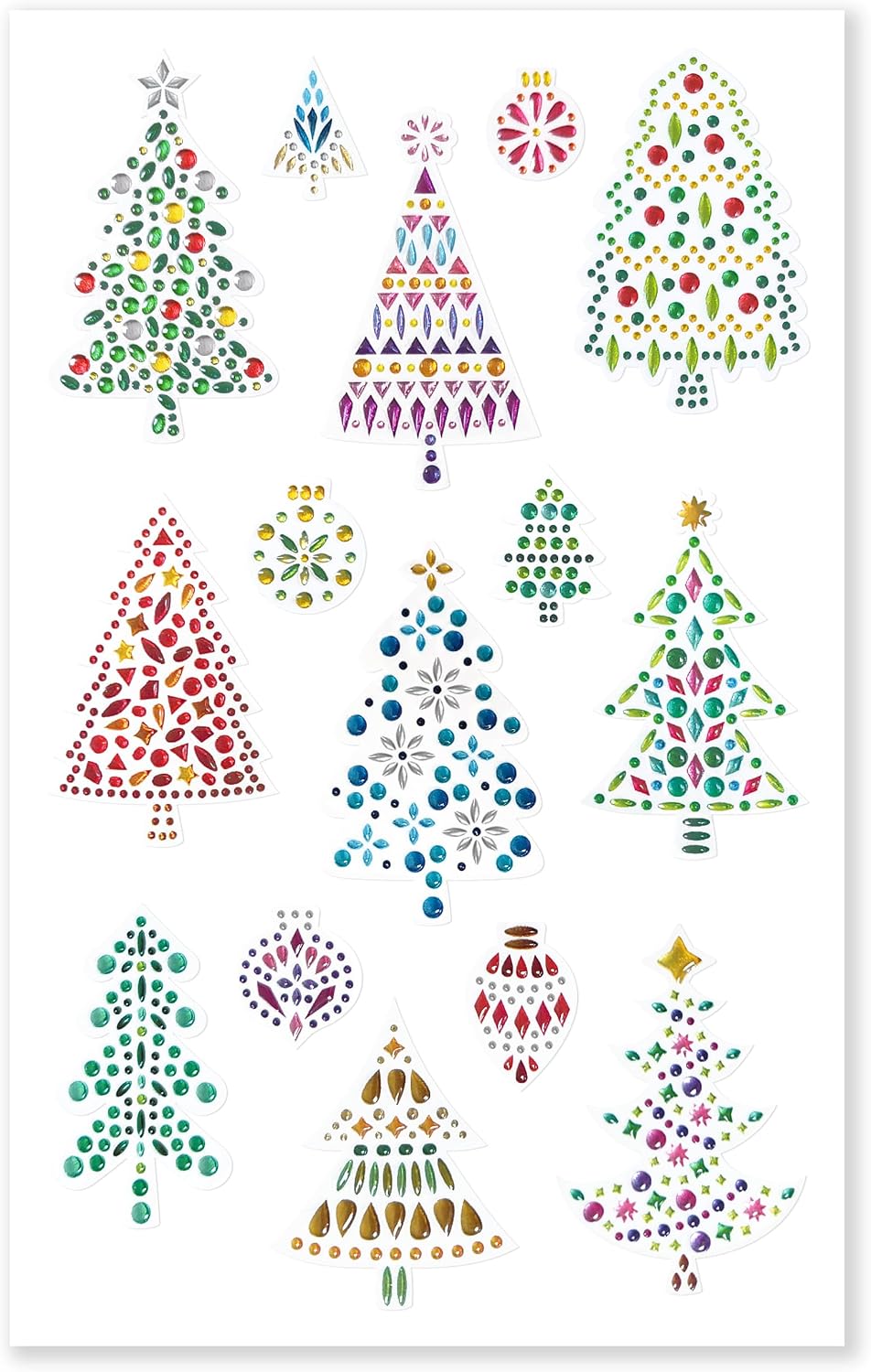 Ursus 7510 00 03 Crystal Sticker Christmas Trees, 15 Stickers Made of High-Quality Sparkling Drops, Approx. 12-48 mm, for Scrapbooking, Card Making and Decoration image 2