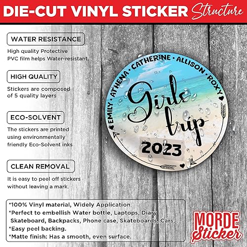 Miniatura 3 de Calcomanía personalizada con nombre para niñas, viaje 2025, vacaciones en la playa, verano, viajes, océano, mar, troquelada, impermeable, adhesivo