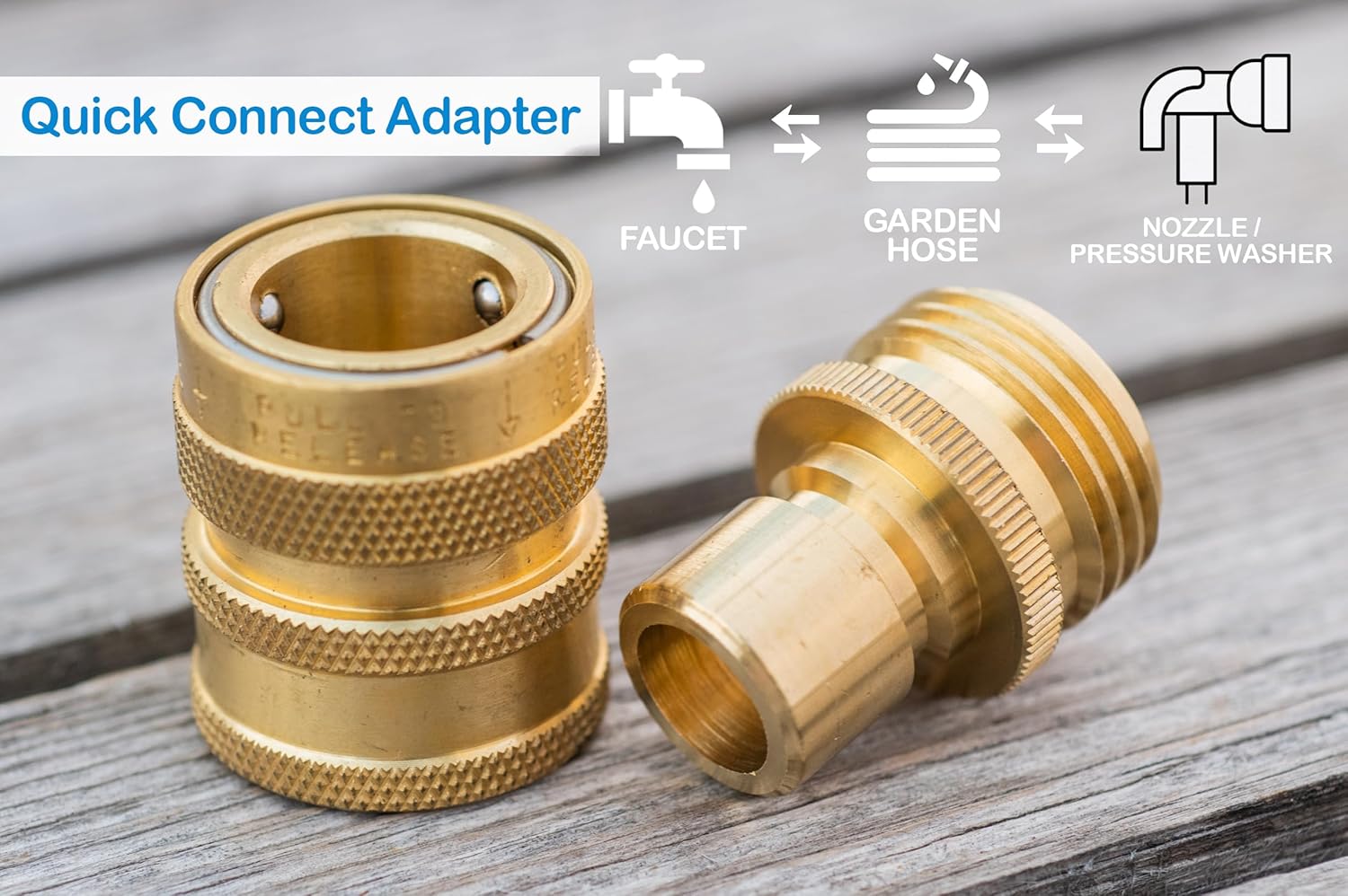 3-Pack All Brass Faucet Quick Connect Adapter for Garden Hose With Shutt-Off