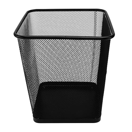 Alipis Cubo de basura de metal de malla, cubo de basura cuadrado con parte superior abierta, cubo de basura para debajo del escritorio, oficina,