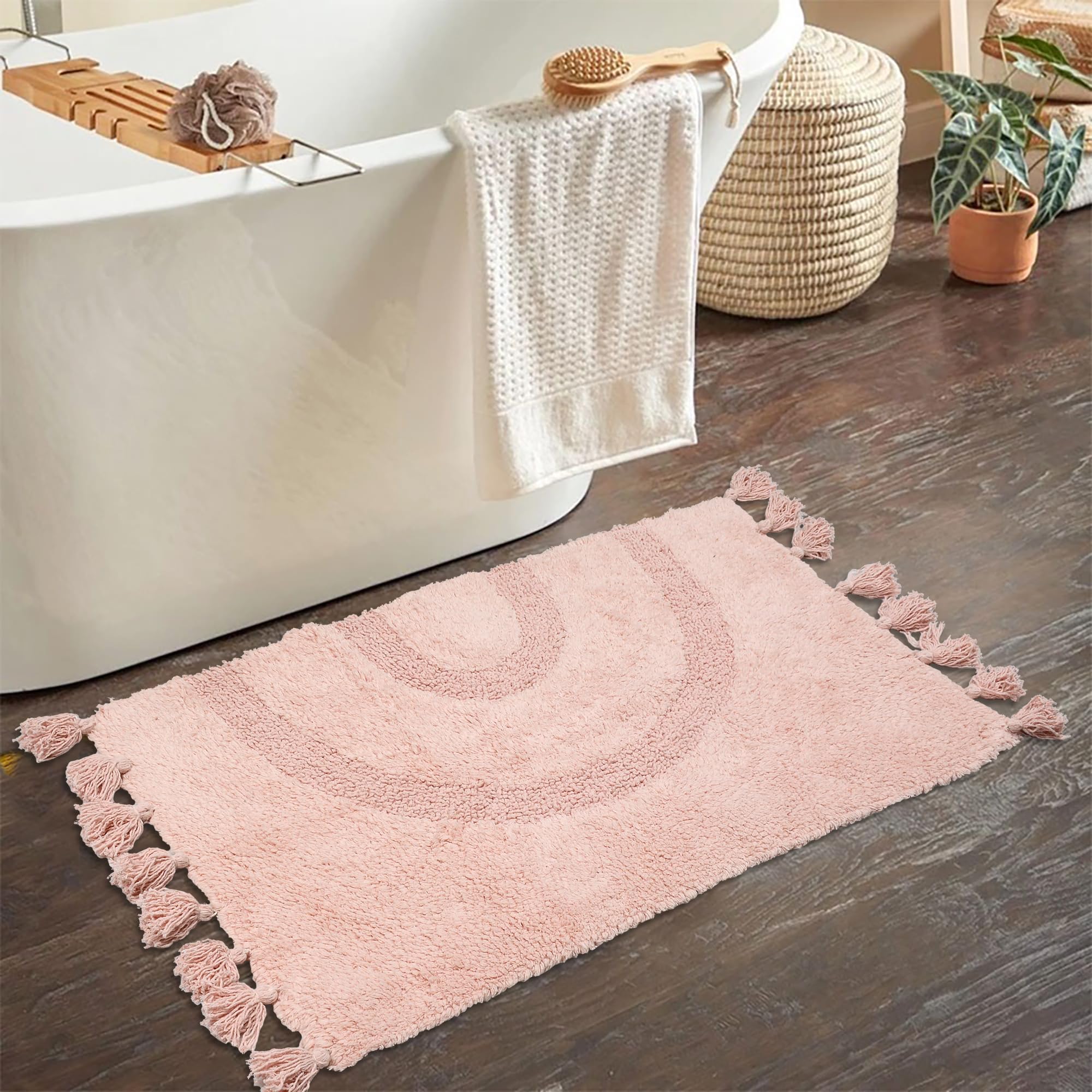 Tappeto Bagno Nero Beige Marrone Tappetino Bagno Morbido Tappeto Cucina Tappeti Bagno Assorbente Tappeto Ingresso Interno Antiscivolo per Tappeti Lavabile Tappeto Doccia 50x80cm
