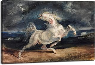 Canvas Print Wall Art - Horse Frightened by Lightning, Circa 1825 by Eugene Delacroix - 24x16 inches
