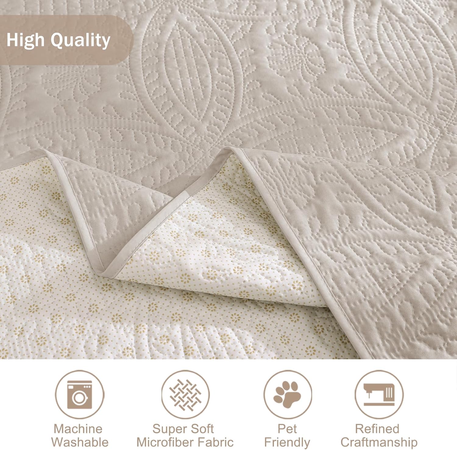 NapCloud Beige Loveseat Covers for 2 Cushion Couch, Water-Repellent Covers for Love Seat Sofa, Machine Washable Quilted Couch Covers, Pet Friendly Sofa Slipcovers (Loveseat 48", Beige)