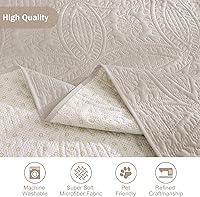 Vista 6 de Quilted Beige Sofa Slipcovers with Pockets, Anti-Slip Medallion Couch Covers for 3 Cushion Sofa, Couch Cover for Dogs Cats Water-Repellent Machine