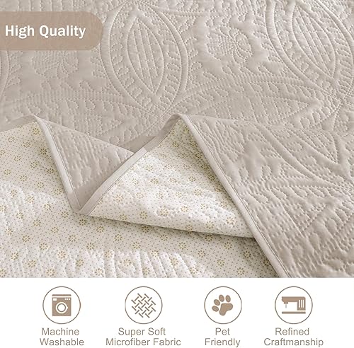 Miniatura 6 de Funda de sofá acolchada suave con bolsillos para sofá extragrande, fundas de sofá antideslizantes lavables para 3 cojines, apta para mascotas, funda