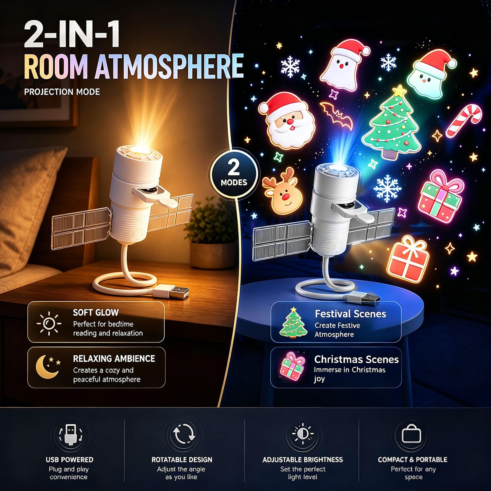 SFOUR Proiettore satellitare Galaxy con 12 pellicole di proiezione, proiettore di stelle luce notturna per camera da letto, luce spaziale touch control con timer da 45 minuti, lampada planetario