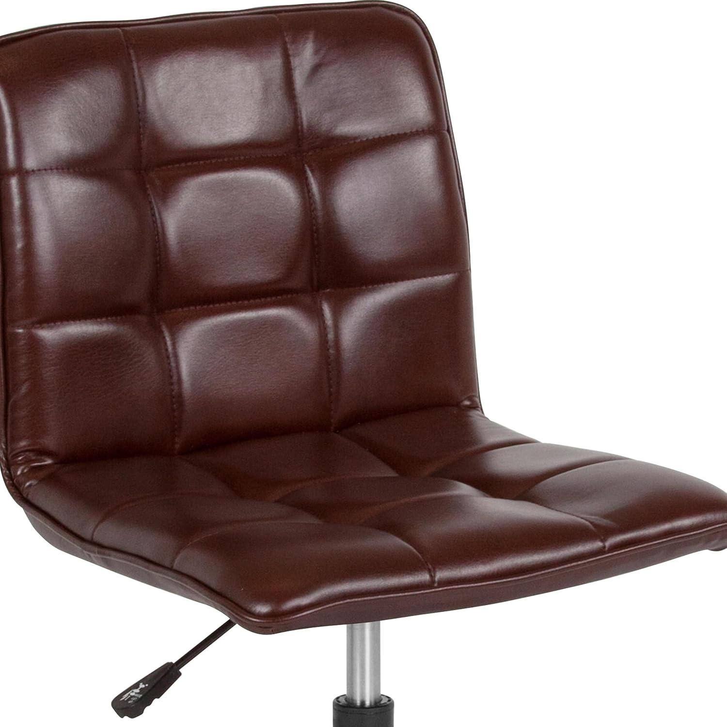 Close-up of the quilted brown LeatherSoft upholstery