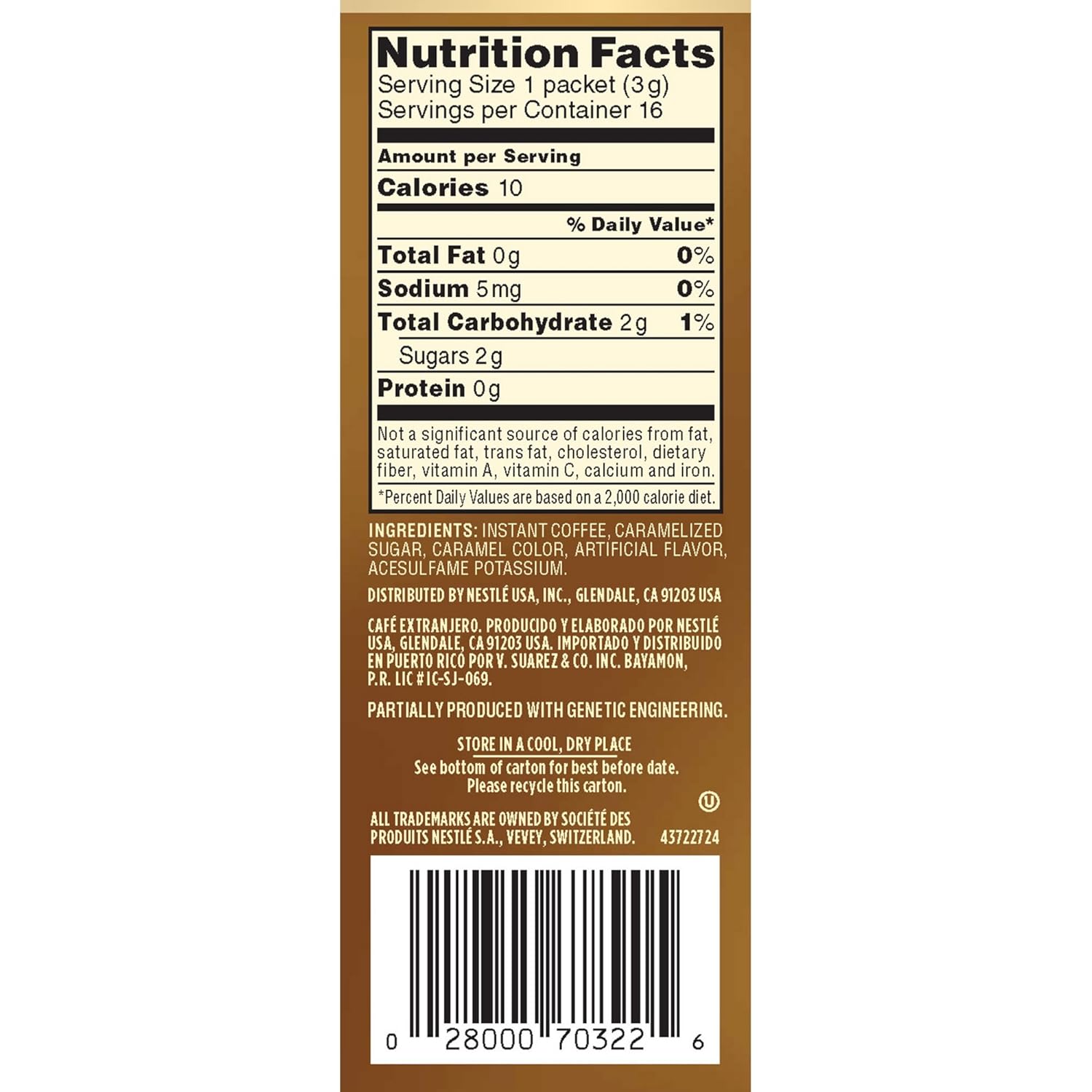 NESCAFE TASTER'S CHOICE Hazelnut Instant Coffee Beverage, 0.1 ...
