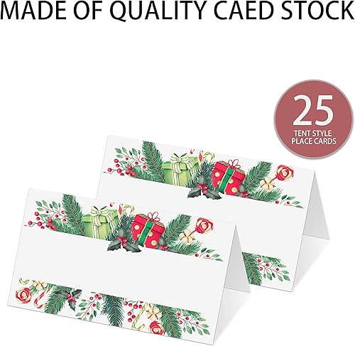 Miniatura 2 de Tarjetas editables con nombre  Paquete de 25 tarjetas de acompañante para fiesta de Navidad, boda o cena, fácil de plegar