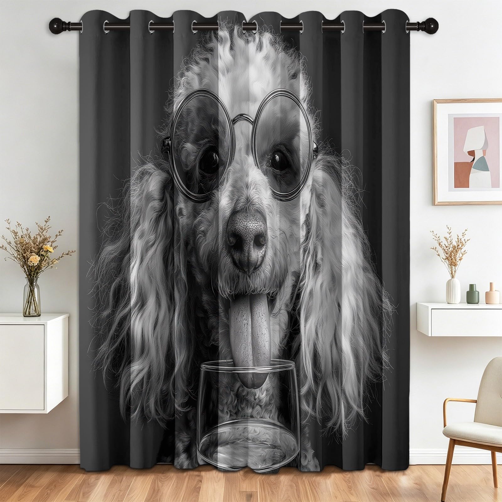 Cortinas opacas infantiles con diseño de animales divertidos y ojales