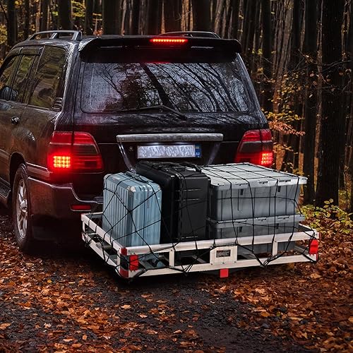 Miniatura 8 de VEVOR Transportador de carga de enganche de 49.4 x 22.4 x 7.1 pulgadas, capacidad de carga de 500 libras, cesta de carga montada en enganche de