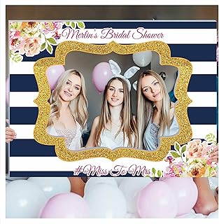 Custom Floral Bridal Shower Photo Booth Frame - Sizes 36x24, 48x36; Personalized Bridal Shower Decorations, Wedding Photo Booth Prop, Handmade Party Supply Photo Booth Props