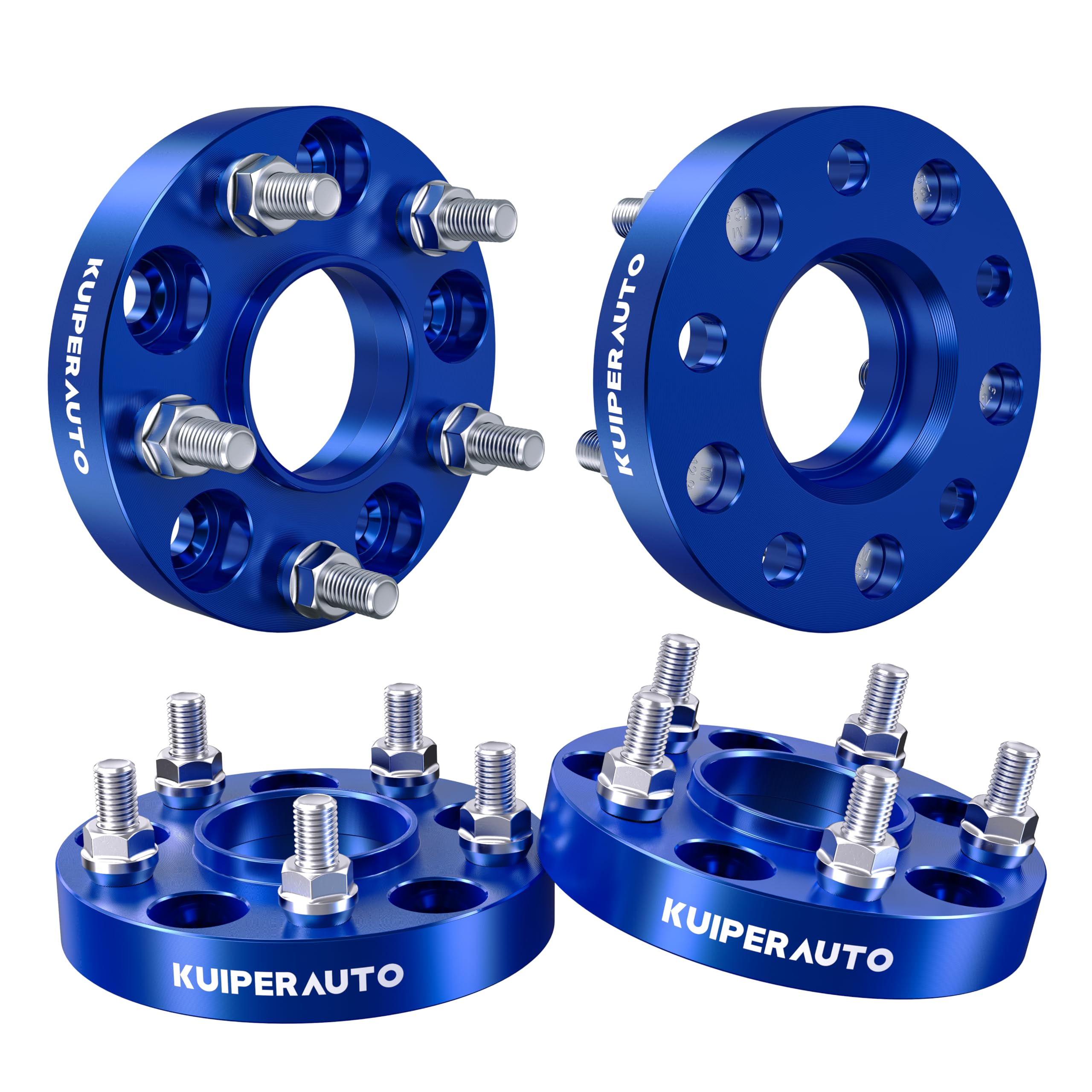 KUIPERAUTO 5x4.5 Hubcentric Wheel Spacers, 1 inch 5X114.3mm Forged Wheel Adapters Compatible for 09-22 Nissan 370Z, Compatible for 08-12 Infiniti EX35, M12x1.25 Studs 66.1mm Center Bore, 4PCS Blue