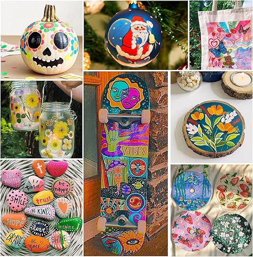 Miniatura 6 de Rotuladores de pintura acrílica, paquete de 36 marcadores de pintura acrílica para pintura de roca, madera, lienzo, vidrio, cerámica, plástico,