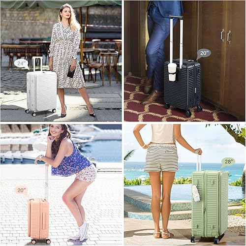 Miniatura 10 de Maletas ligeras de viaje con portavasos y soporte para teléfono, Negro