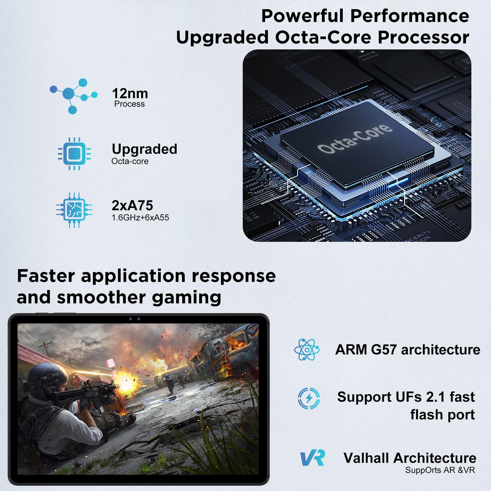 Ascrecem Tablet 11-calowy Android 14 Tablet dotykowy z 2,4G + 5G WiFi6 Octa-Core 14GB RAM 128GB ROM 1TB Widevine L1 8000mAh Podwójny aparat 8 MP+2MP Tablet PC z ochronnym etui szary