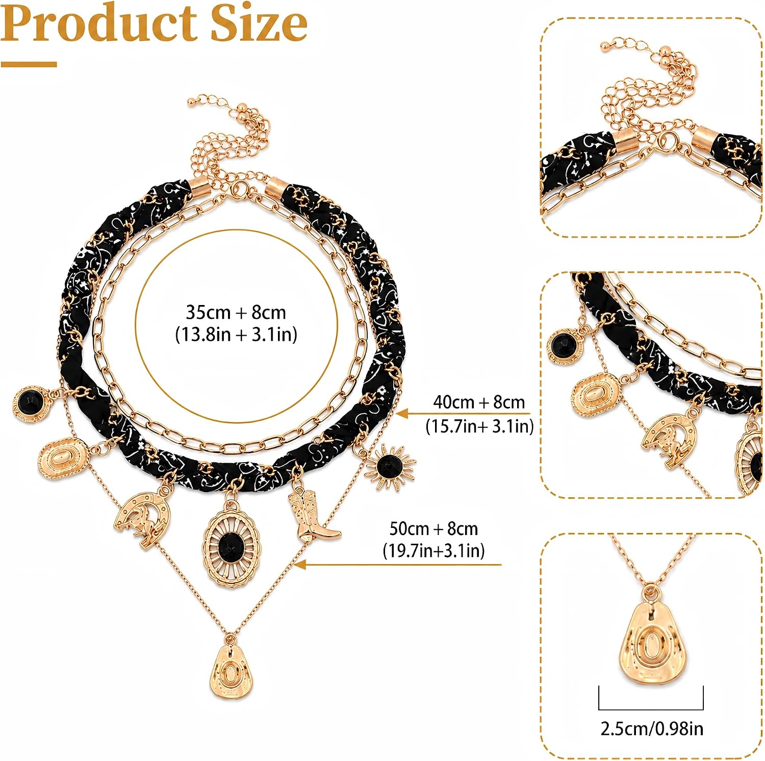 Western Bandana Necklace with Charms for Women