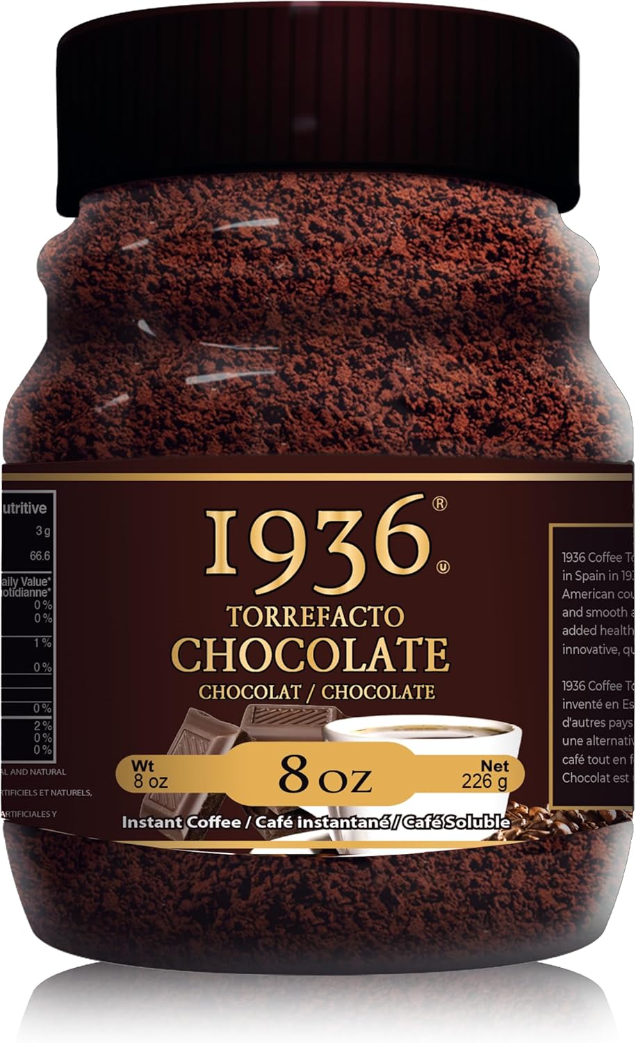 1936 Chocolate Instant Coffee 8 oz Smooth Taste 100 Pure Arabica
