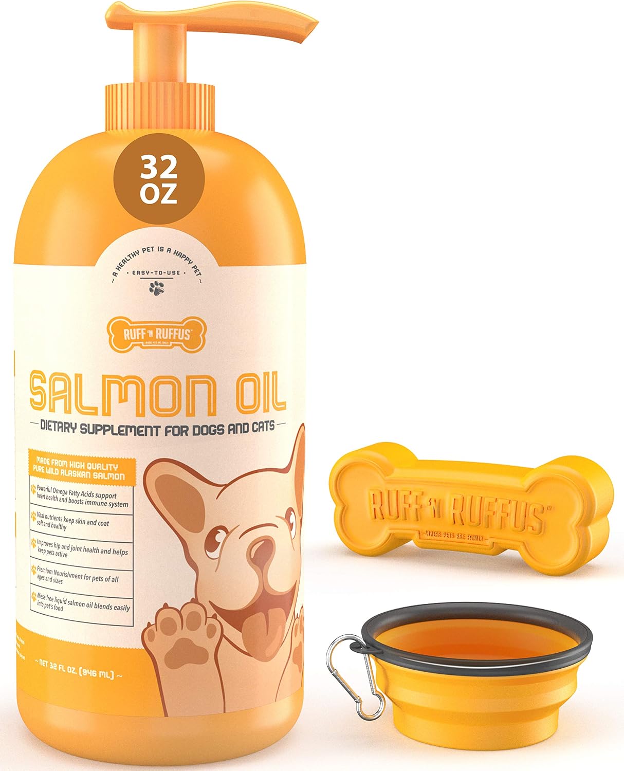 Ruff 'N Ruffus 100% Wild Caught Alaskan Salmon Fish Oil for Dogs & Cats | Support Joint Function, Immune & Heart Health | Omega 3 +EPA…