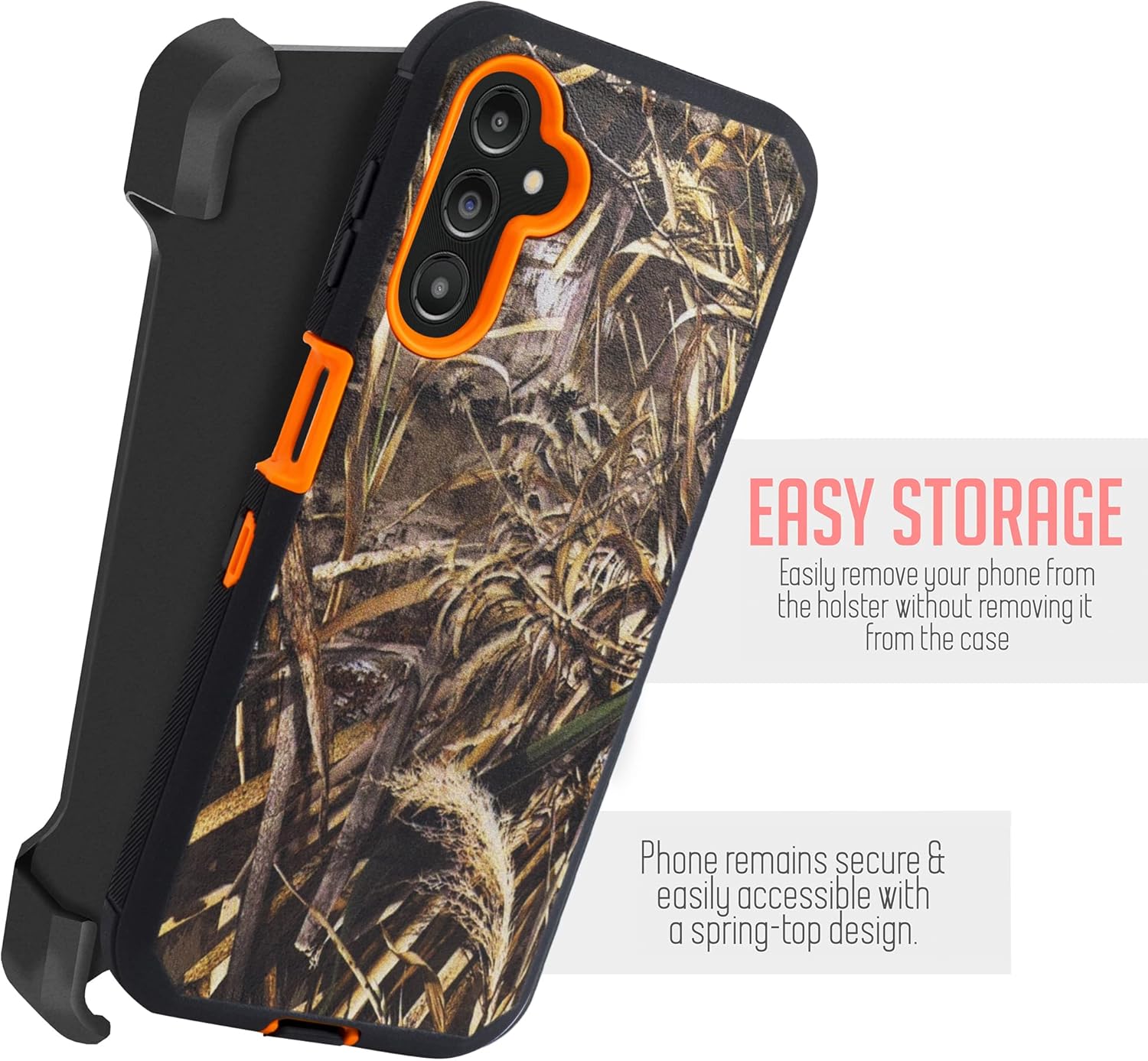 Case with Belt-Clip Holster for Galaxy A14 5G Drop Full Body Rugged Shock Dust Proof Phone Cover with Built in Screen for Samsung A14 5G (Camo) - Image 4