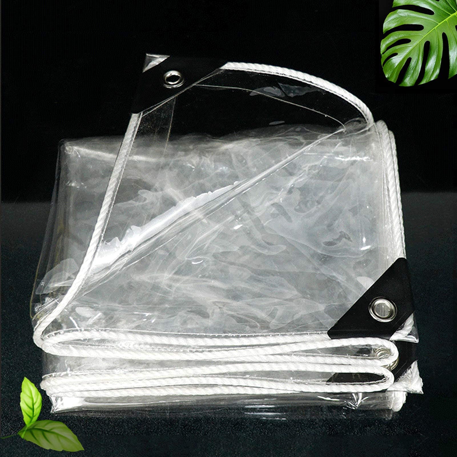 Lona impermeable transparente con ojales para protección de plantas y muebles de jardín, material de PVC (tamaño: 1,2 x 4 m)
