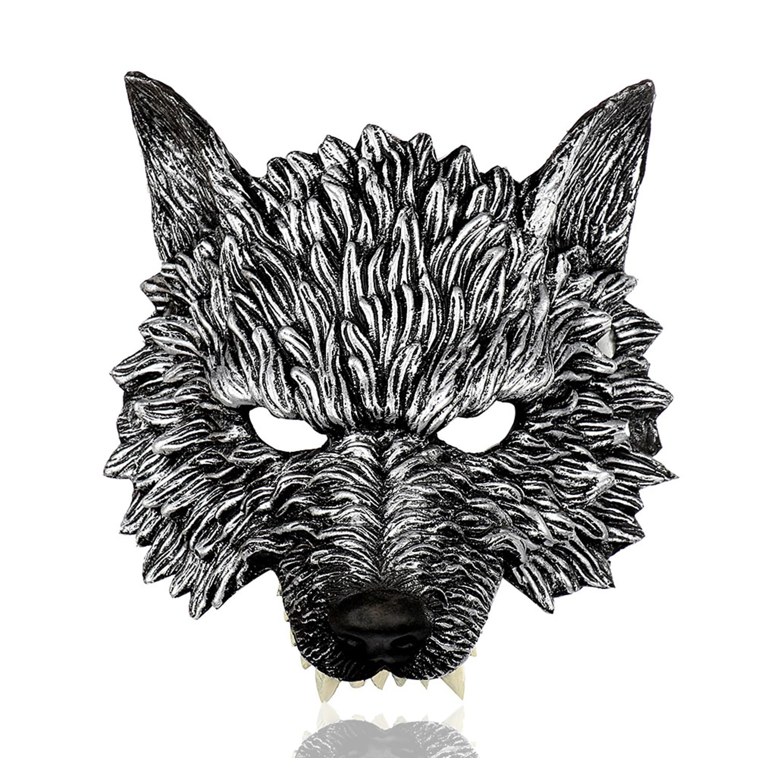 Wolf Mask Halloween Half Face Mask Werewolf Mask Adult Kids Grey Wolf Headdress Animal Masquerade Mask for Cosplay Wolf Mask Costume Wearwolf Costume Mens Big Bad Wolf Costume