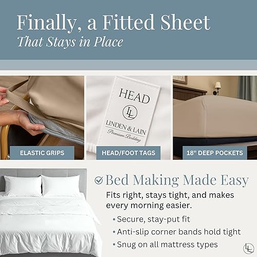 Miniatura 4 de Linden & Lain Juego de sábanas de lujo tamaño King  Sábanas de cama ultra suaves orgánicas  Viscosa derivada del bambú  Microfibra  Bolsillo