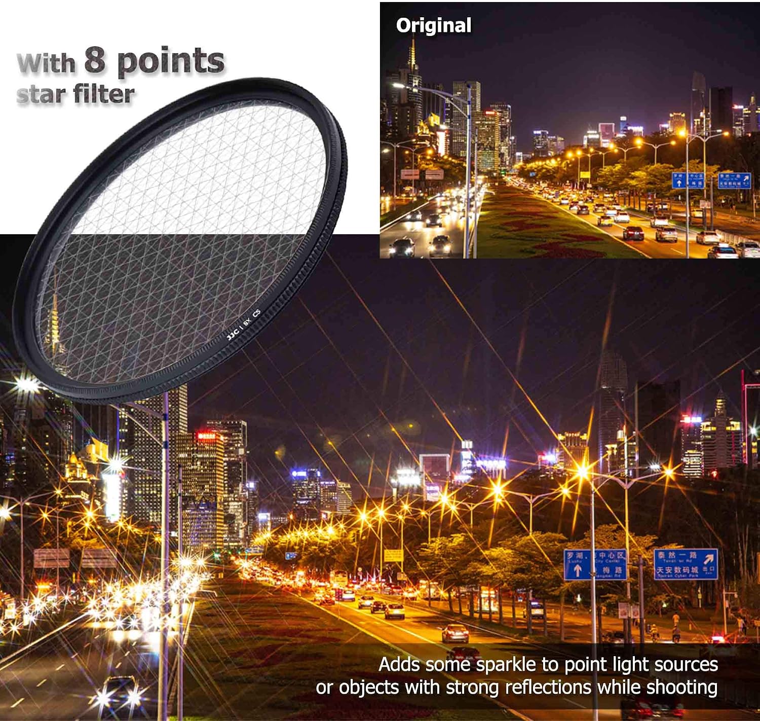 JJC 77mm Variable Star Filter Cross Screen Starburst Filter Kit for Canon EF 16-35mm f4L, EF 24-70mm f4L, RF 24-105mm f4L for Nikon AF-S 16-35mm f4G Lens & Other Lenses with 77mm Filter Thread