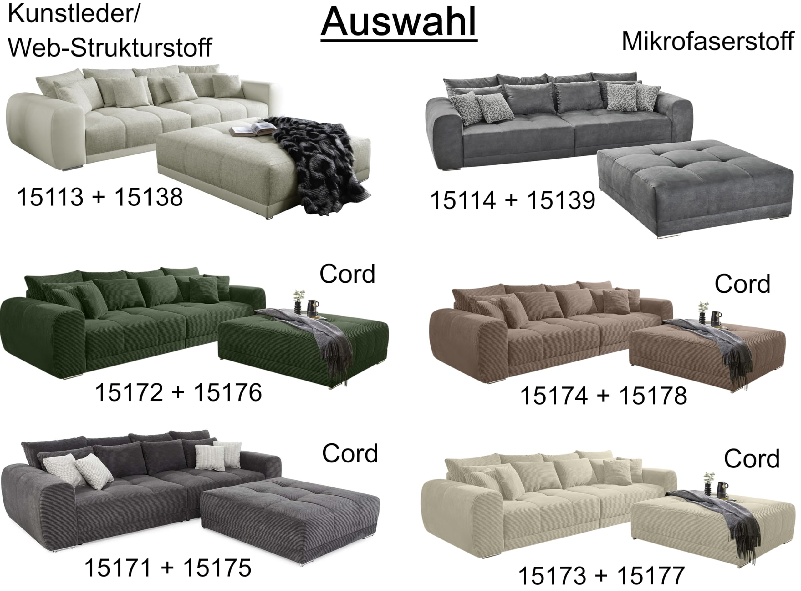 luma-Home 15113/ Big-Sofa XXL Lounge Couch, Weiß/Grau Beige