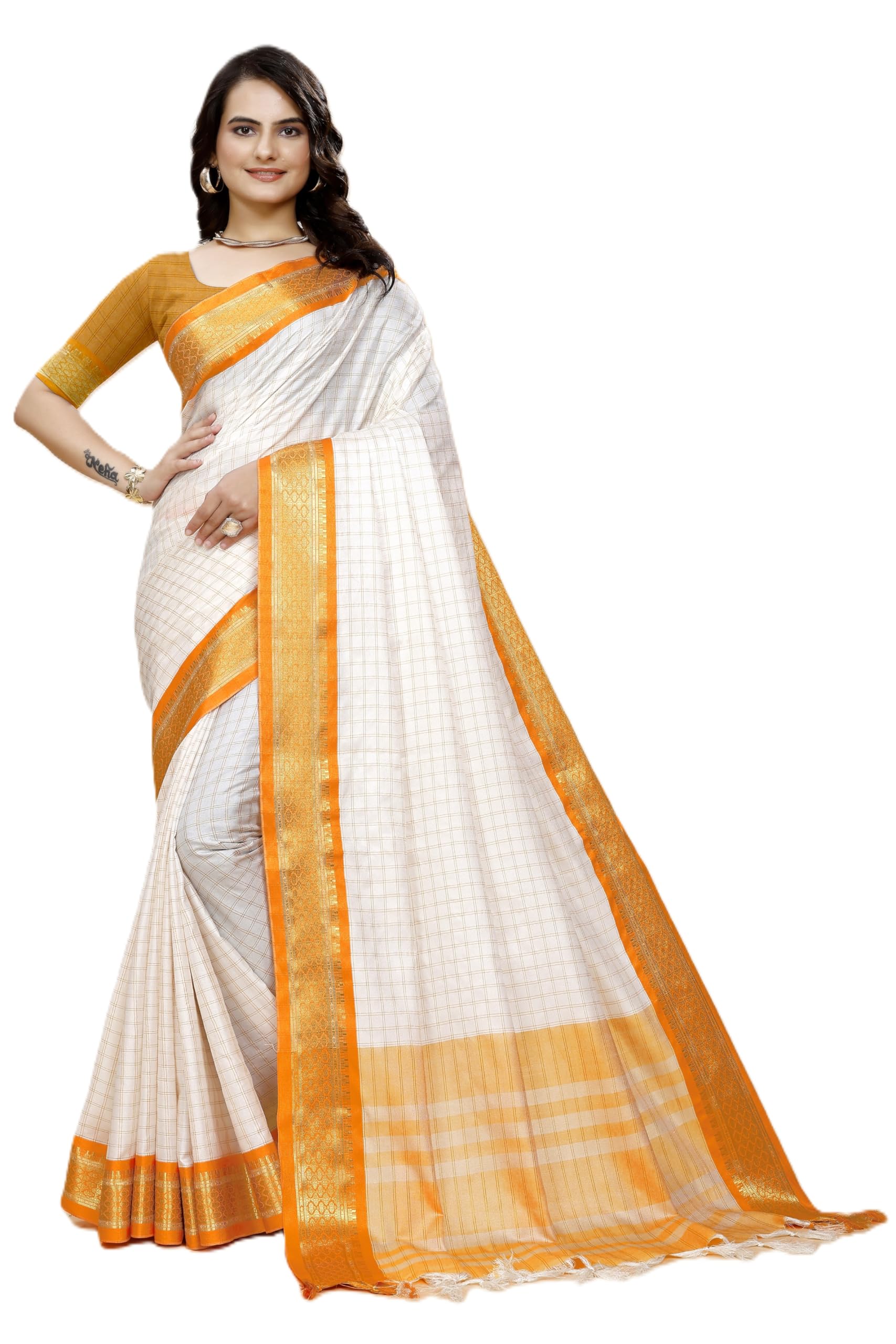 Cotton Silk Jequard Weaving With Jequard Blouse-image-23