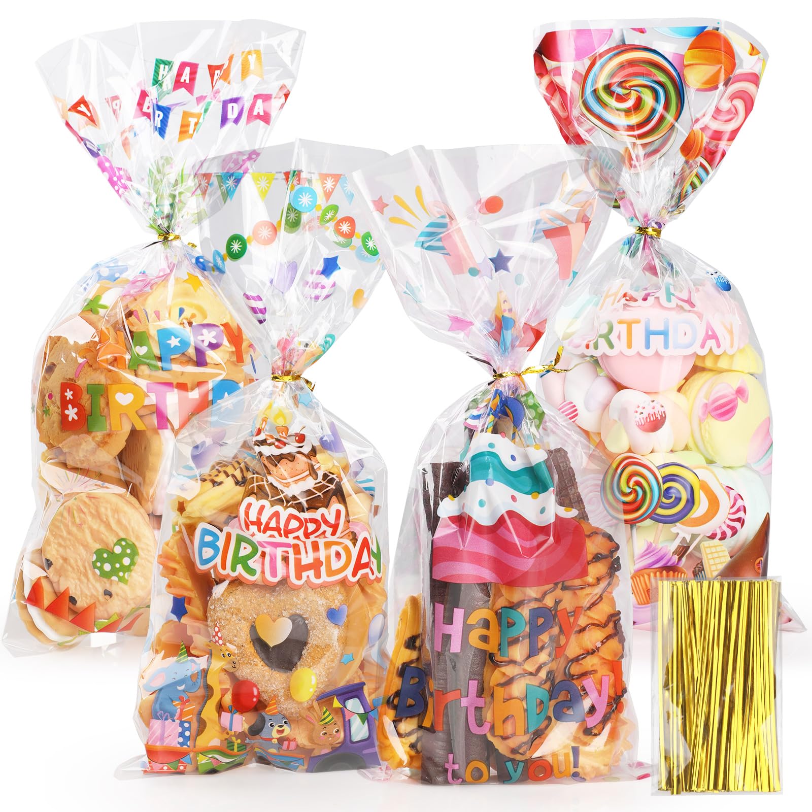 BBLIKE Lot De 100 Sacs En Cellophane De Pâques Avec Cravates Torsadées