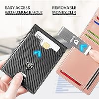 Vista 5 de GSOIAX Cartera delgada de piel con bloqueo RFID para hombre con clip para dinero, minimalista de fibra de carbono, soporte para tarjetas de crédito