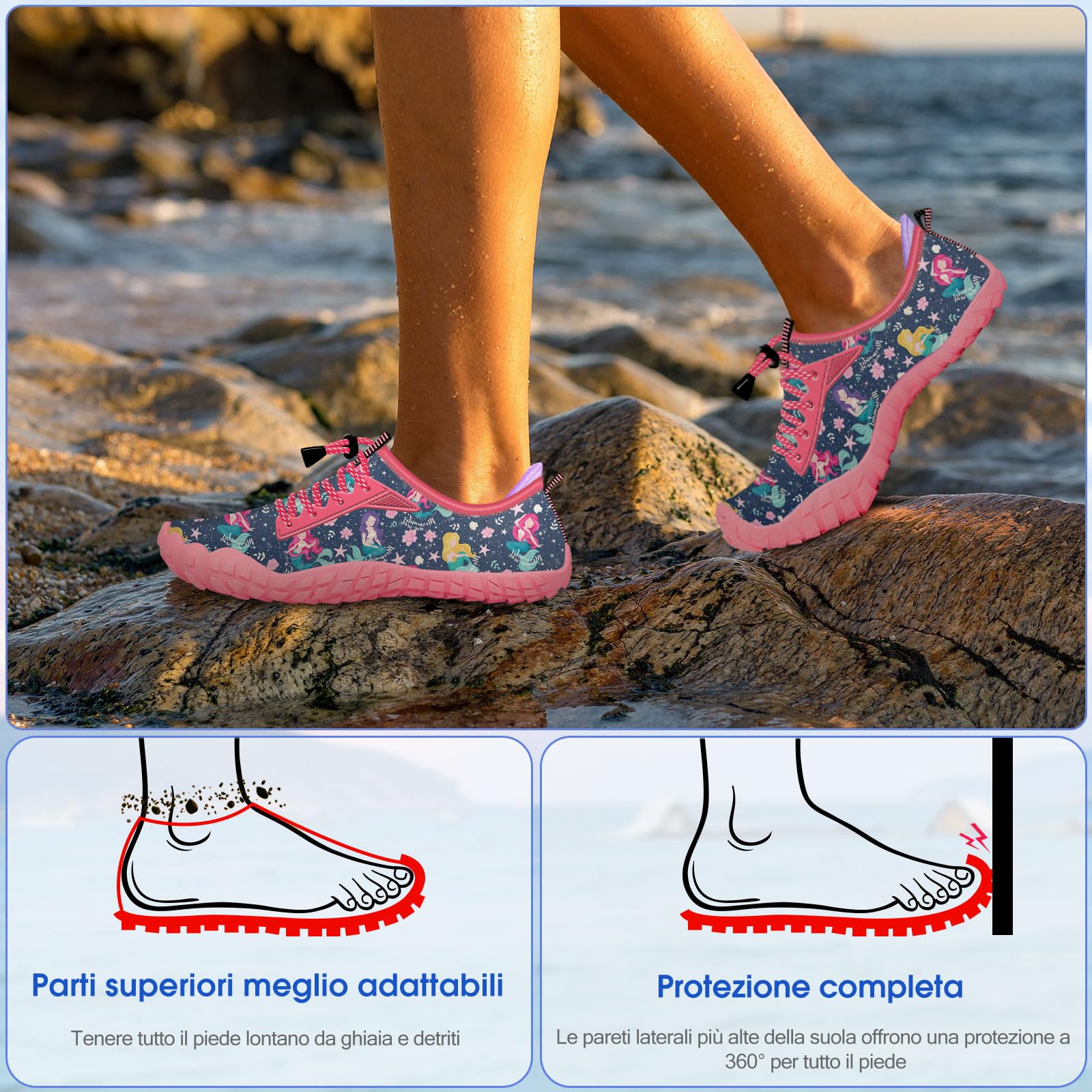 Crova Chaussures Aquatiques Enfants Chaussures d'eau Garçons Filles Antidérapant Séchage Rapide Chaussures de Plage Piscine Surf