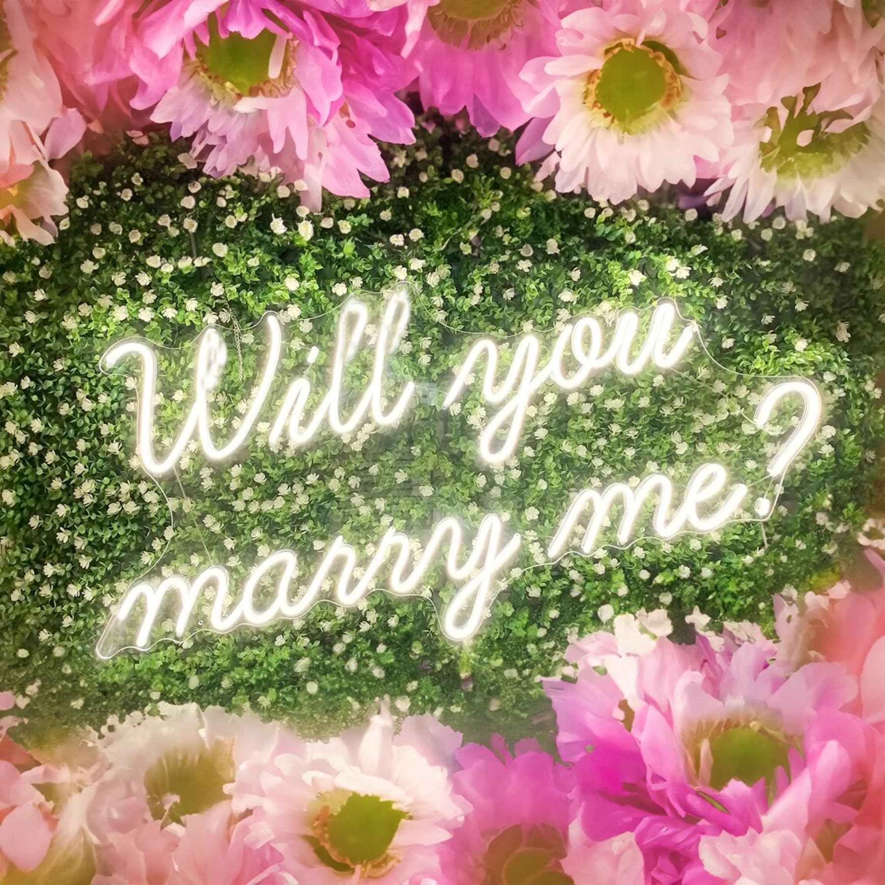 Neon Will You Marry Me Sign for Valentine Proposal Party Wedding Wall Decor,LED Dimmable Large Neon Night Light USB Powered for Girlfriend fiancée,16.5x10in(Warm White) - Image 4