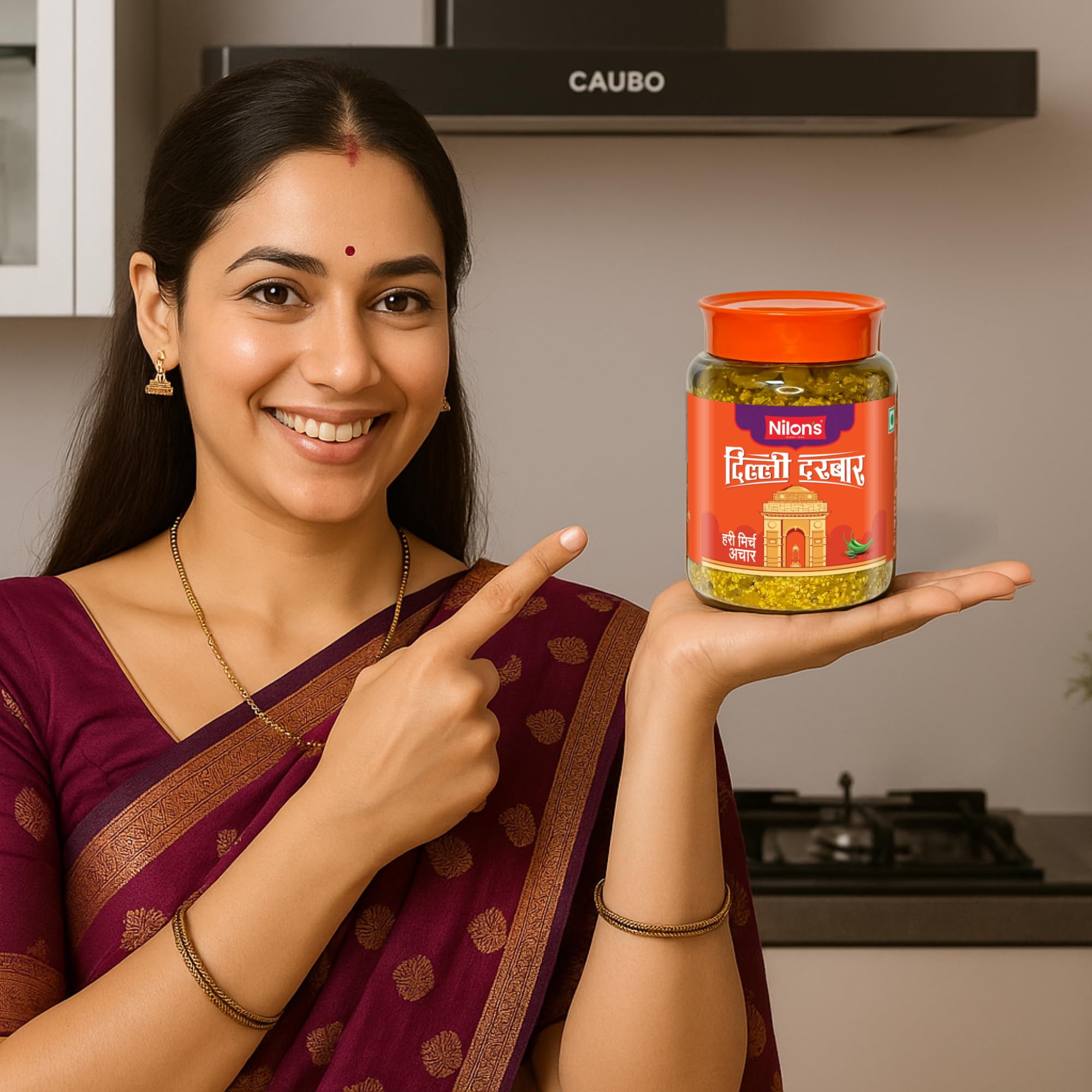 Nilon's Delhi Darbar Green Chilli Pickle (475g) Homemade Hari Mirch Ka Aachar | Spicy Pickle in Authentic North Indian Style with Green Chilli, Mustard Oil & Spices with No Added Artificial Colour 4