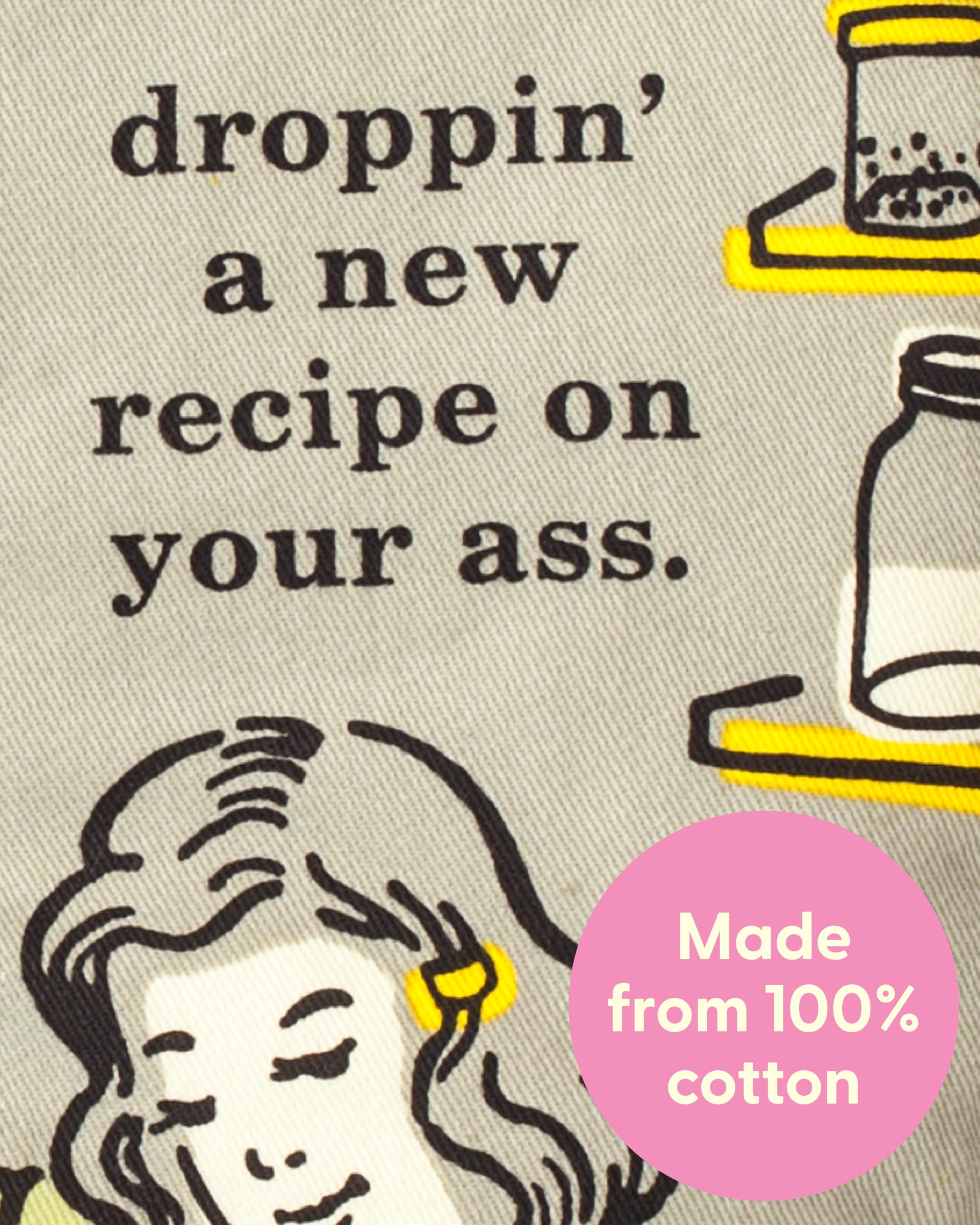 (Droppin' A New Recipe On Your A-s.) - Blue Q Oven Mitt Droppin' a New Recipe, Grey/Yellow, One Size