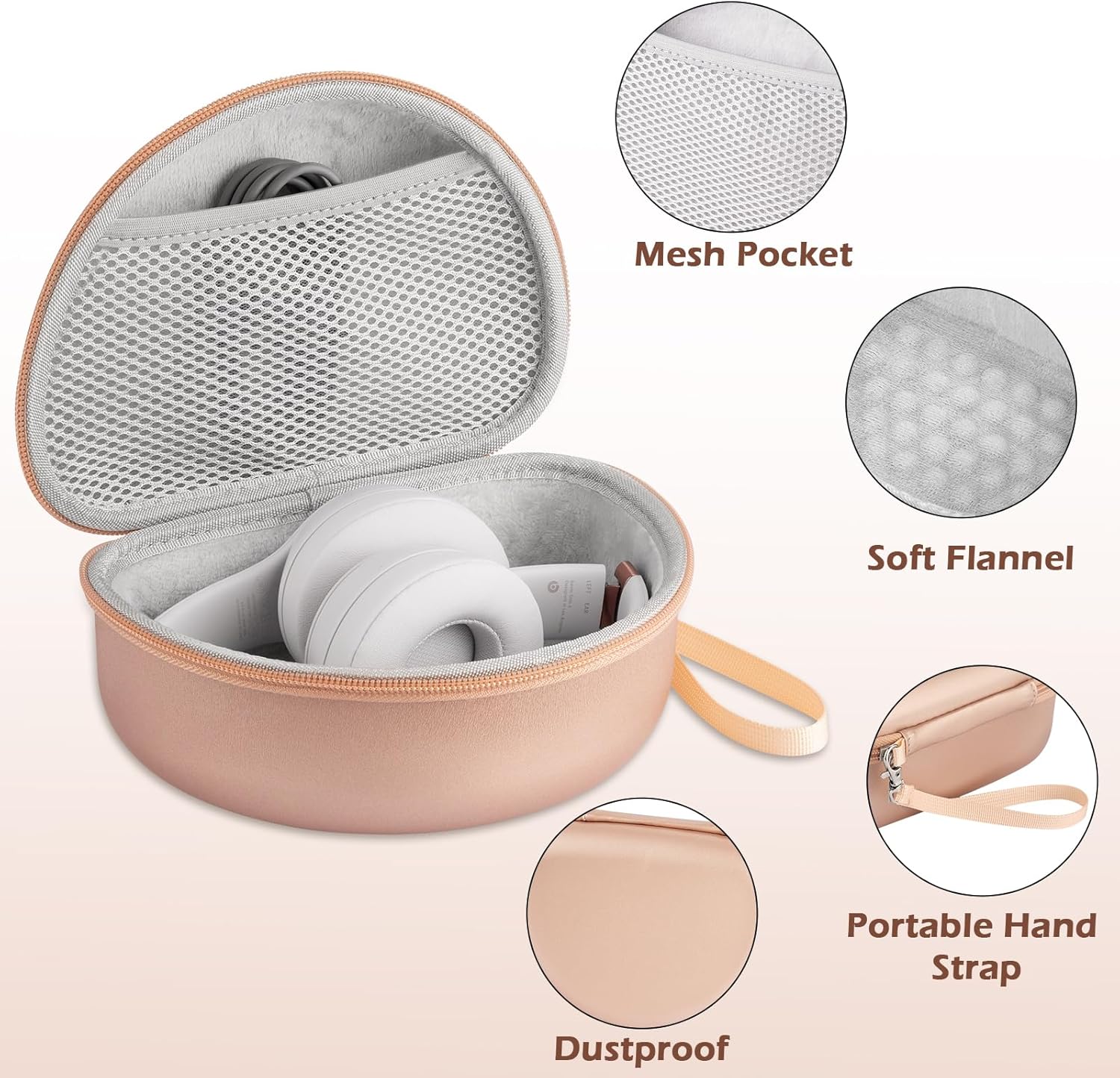 Hard Headphone Case for Beats Studio Pro/Solo 4/Studio 3/Solo 3/Solo 2 Wireless Noise Cancelling Headphones, Over Ear Headphone Carrying Travel Case with Mesh Pocket for Storage Accessories - Image 4