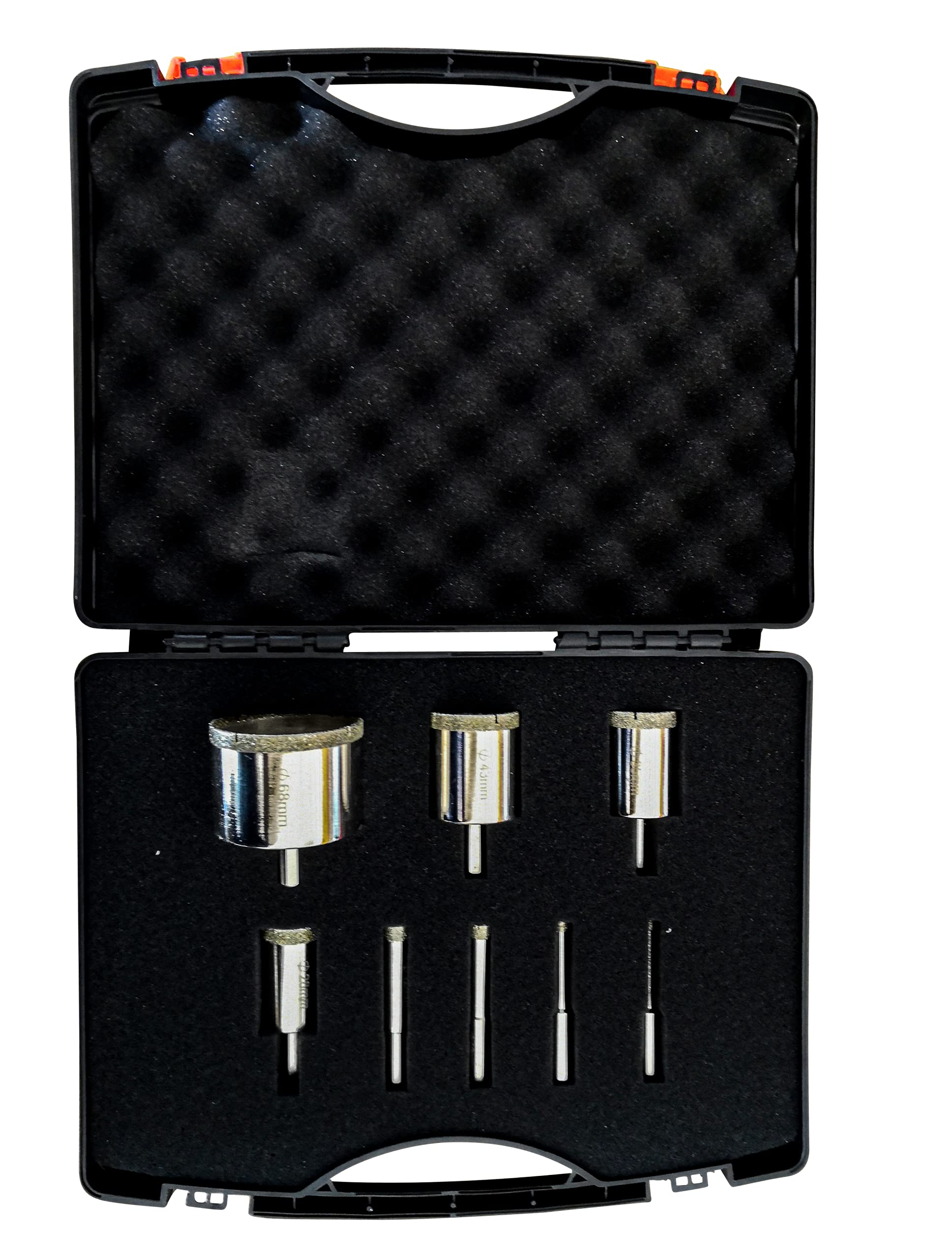 EDMA - Juego de 8 Brocas Diamantadas Ø 6, 8, 10, 12, 28, 35, 43, 68mm - Sierra para Alicatar - Taladros Diamantados - 251955 - Herramienta para Alicatadores Profesionales