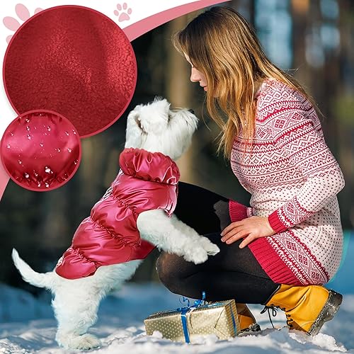 Miniatura 10 de ABRRLO Chaqueta cálida de invierno para perros pequeños y medianos, gatos, abrigos para clima frío, con arnés acolchado, chaleco de forro polar para