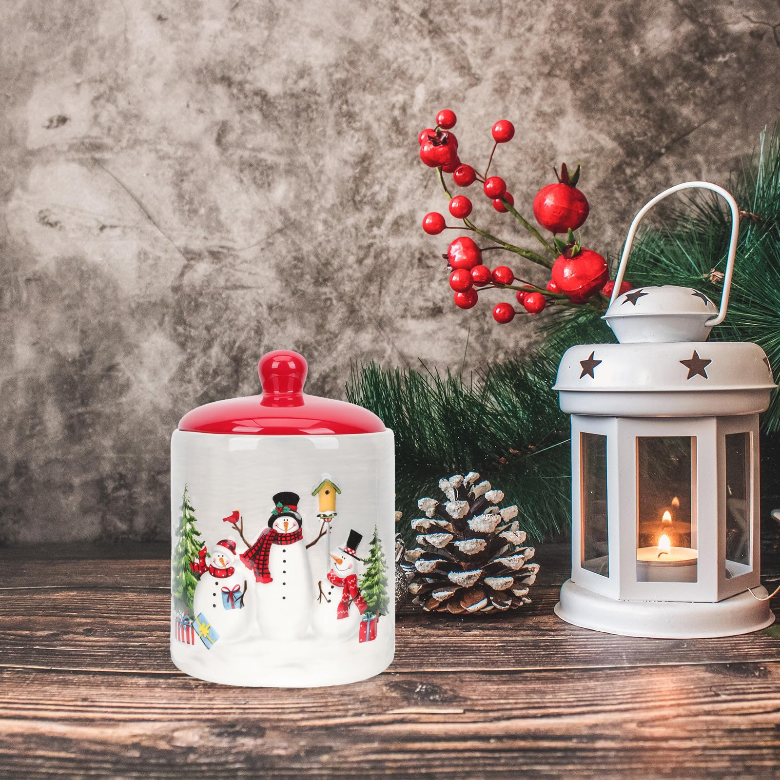 BESTOYARD Barattolo in Ceramica Chiusura Ermetica Design Natalizio per Dolci e Caramelle, Leggero e Portatile, per Occasioni di Festa e Compleanni