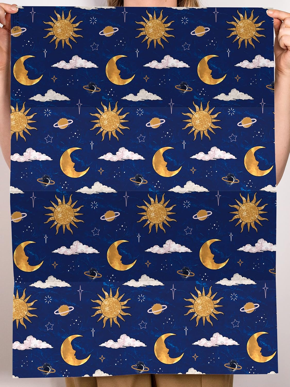 Celestial Wrapping Paper for Girls – 6 Sheets of Gift Wrap – Sun Moon