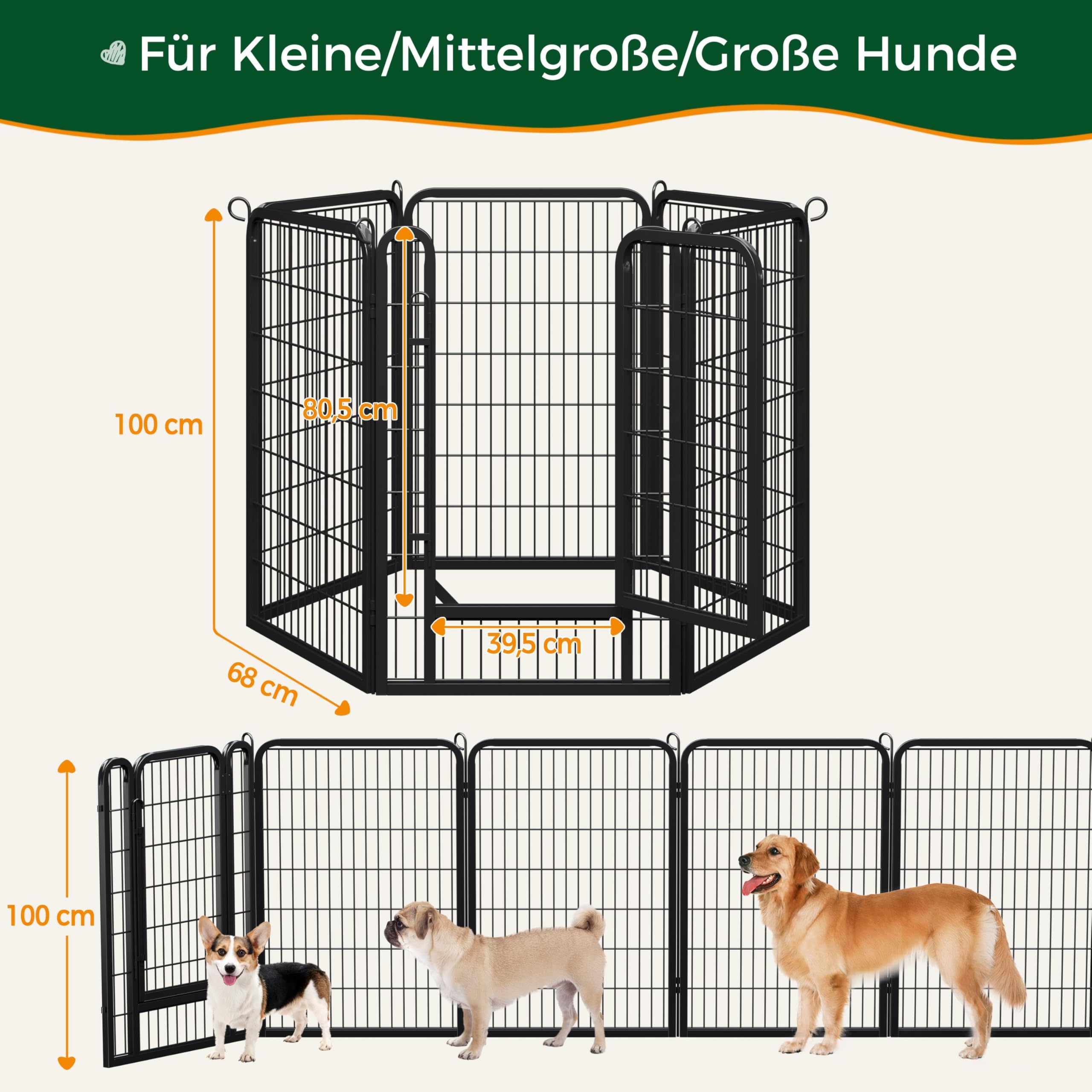 Yaheetech Parc pour Chiot de 100 cm de Haut, 6 pièces, Pliable, avec Porte, pour Chien, Appartement et Jardin, Montage sans Outils