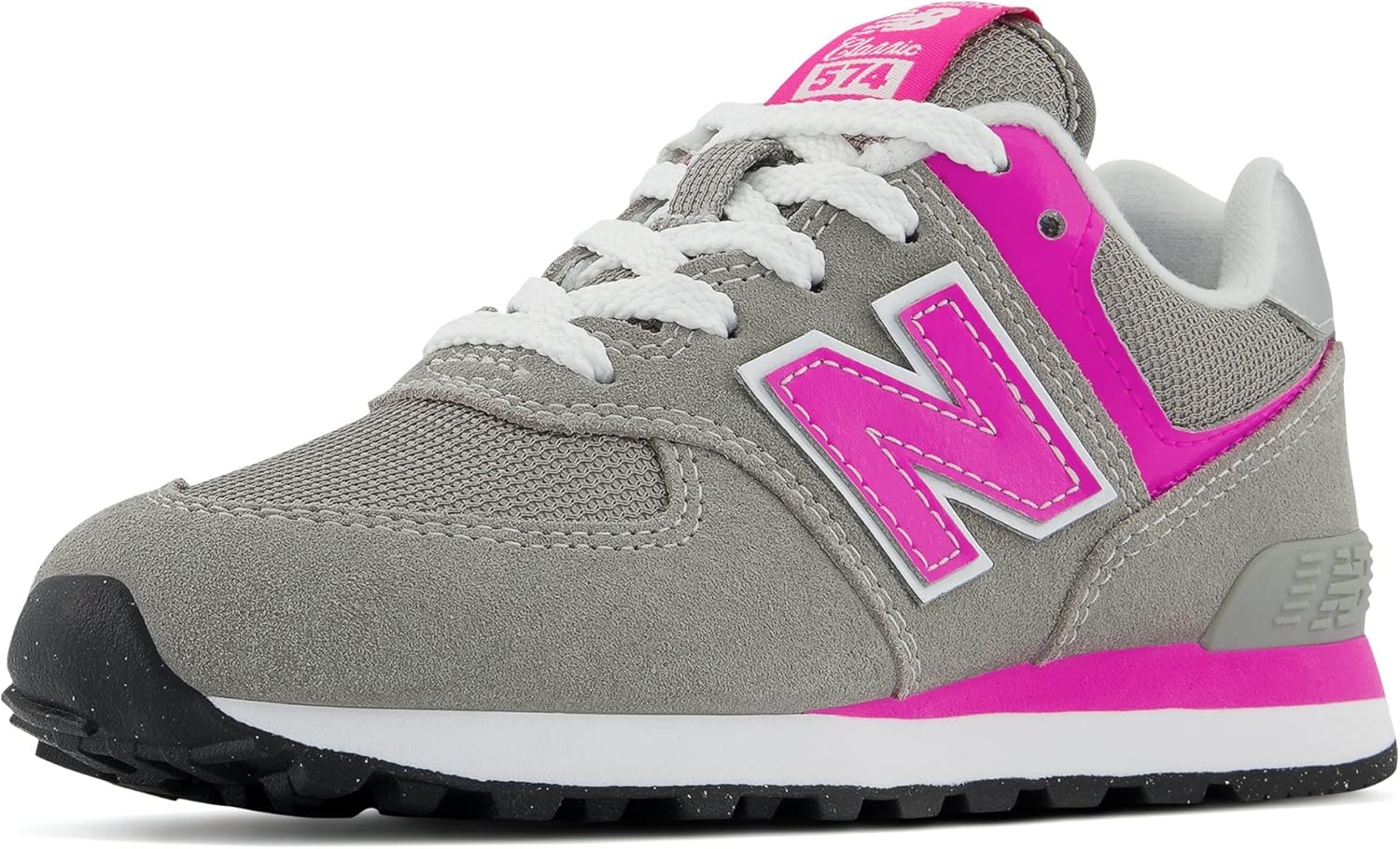 New Balance Kids 574 V1 70s Racing Lace-up Sneaker, GREY/PINK, 2.5 W Little Kid (4-8 Years) - Image 3